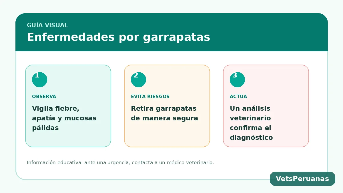 Resumen visual: Enfermedades transmitidas por garrapatas en perros